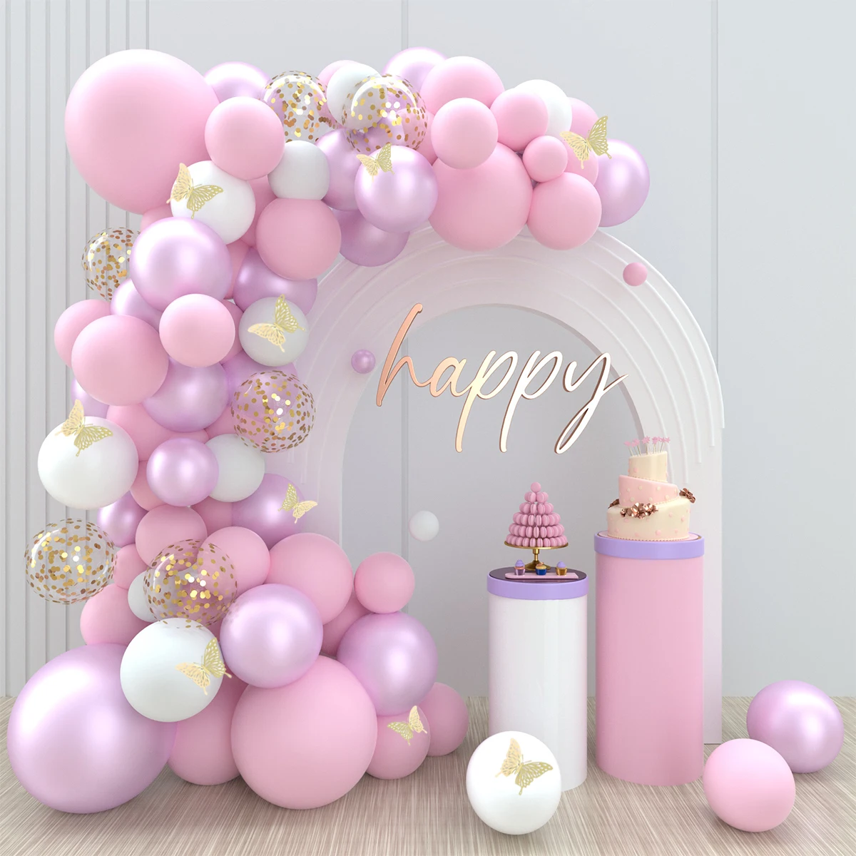 98-teiliges rosa Latex-Ballon-Set, geeignet für Geburtstagsfeiern, Hochzeiten, Partydekorationen zum Valentinstag