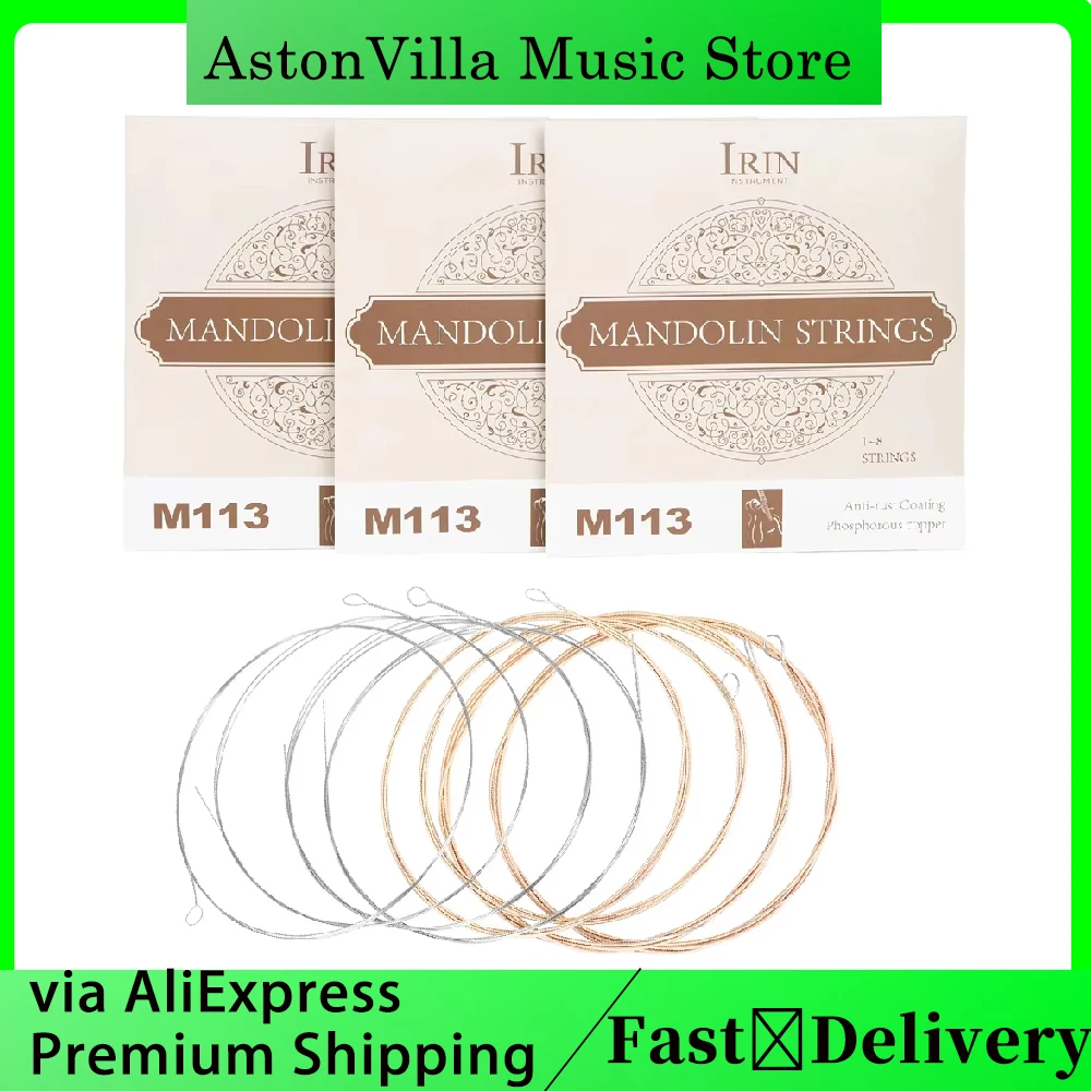 IRIN Mandolinensaiten|Phosphorkupferlegierung umsponnen|Präzisions-GDAE-Stimmung|Korrosionsbeständige Beschichtung|Bluegrass und keltisch unverzichtbar Image