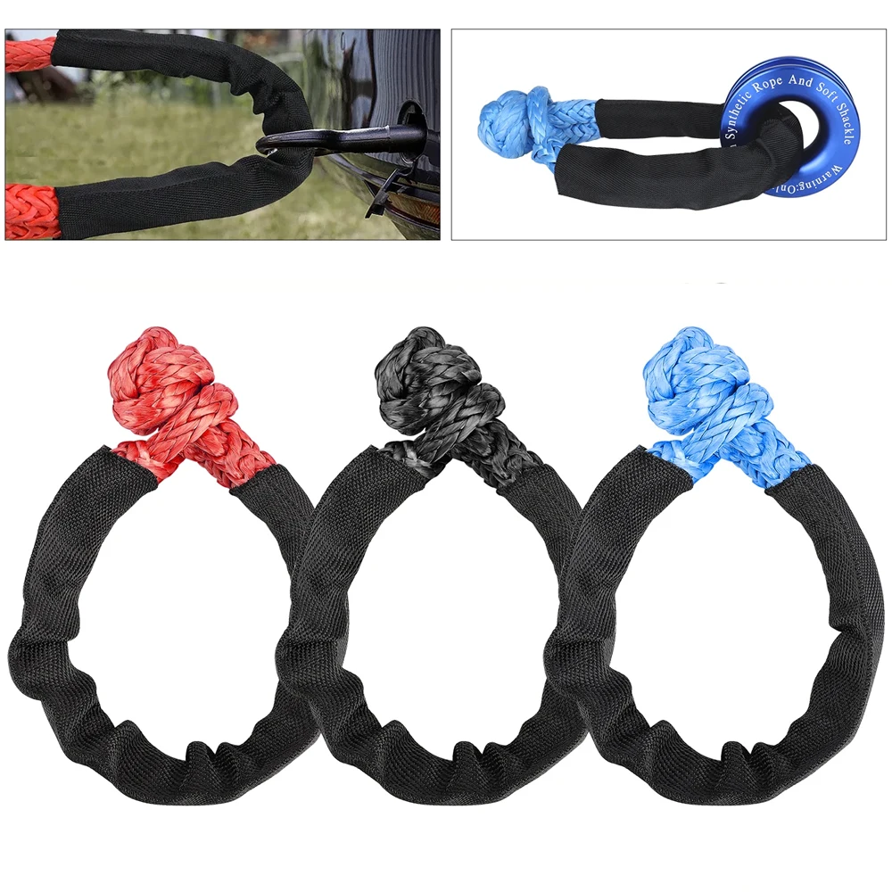 41000lbs Soft Shackle Synthetic Rope Heavy Duty Offroad 4X4 Tow Shackle Strap mit Schutzhülle für Jeep Truck SUV Image