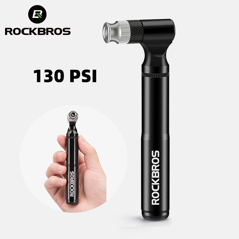 ROCKBROS 130psi Fahrradpumpe Mini Tragbare Reifen Luftpumpe Fahrradpumpe Aluminium Ultraleichte Handluftpumpe MTB Rennradpumpe Image