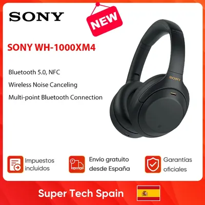 Original SONY WH-1000XM4 kabelloser Kopfhörer mit Geräuschunterdrückung, Mehrpunkt-Bluetooth-Verbindung, integriertes Mikrofon, schnelles Aufladen Image