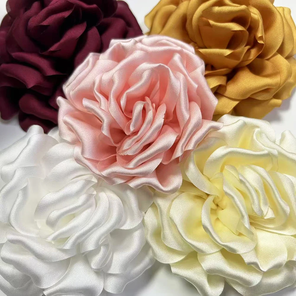 Einteiliger, mehrfarbiger, großer Blumenpflaster aus Satin mit Rohrkanten – DIY-Haarspangen-Corsage-Zubehör für Kleidung, Hüte, Schuhe Image