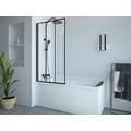 Parete per vasca da bagno girevole Nero opaco look da atelier 80 x 140 cm - DOLANA