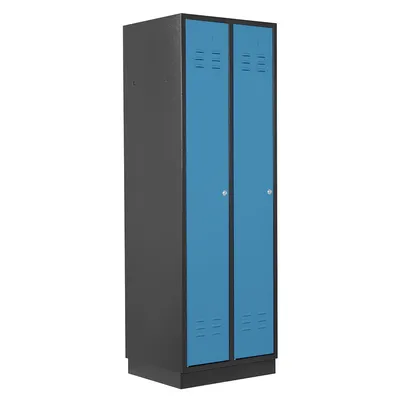 PROREGAL Garderobenschrank Ermine mit 2 Türen | HxBxT 178x60x50cm | Anthrazitgrau/Lichtblau | Spind, Aufbewahrungsspind, Arbeitsschrank Image