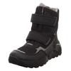 Winterboots SUPERFIT "ROCKET WMS: Weit", Kinder, Gr. 38, schwarz, Lederimitat, Polyester, casual, Schuhe, Klettstiefel mit Schurwolle und GORE-TEX, Größenschablone zum Download