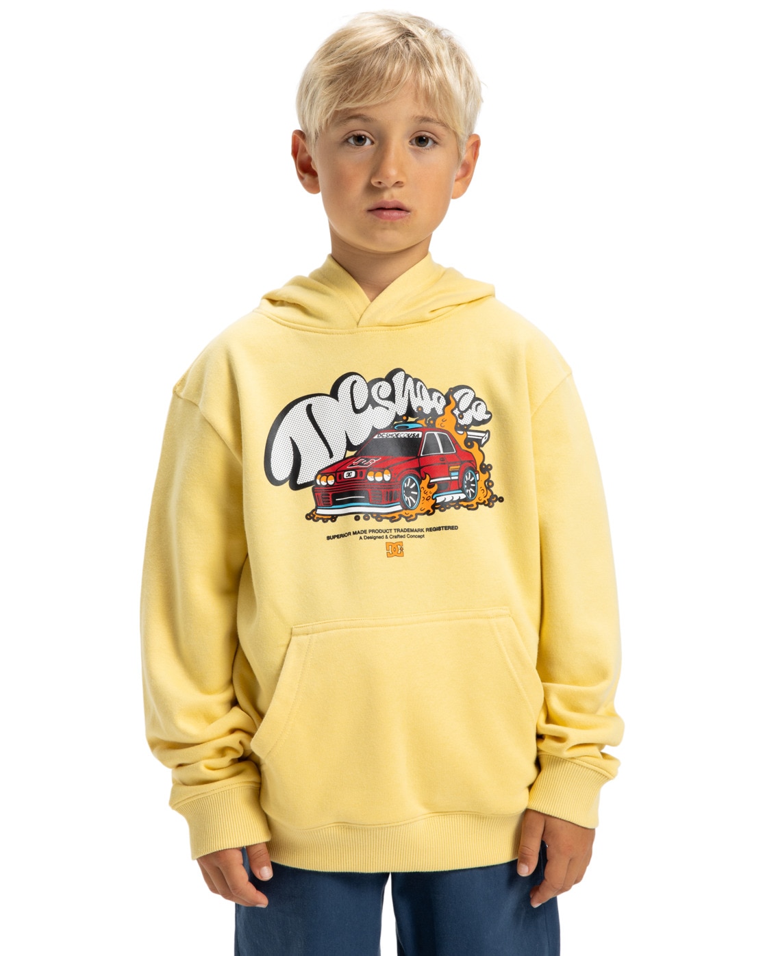 Kapuzensweatshirt DC SHOES "Tire Fire", Kinder, Gr. 12(148-156cm), blau (dusky citron), 55% Baumwolle, 25% Baumwolle, 20% Polyester, Sweatshirts Image