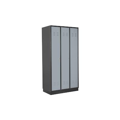 PROREGAL Garderobenschrank Ermine mit 3 Türen | HxBxT 178x89x50cm | Anthrazitgrau/Silbergrau | Spind, Aufbewahrungsspind, Arbeitsschrank Image