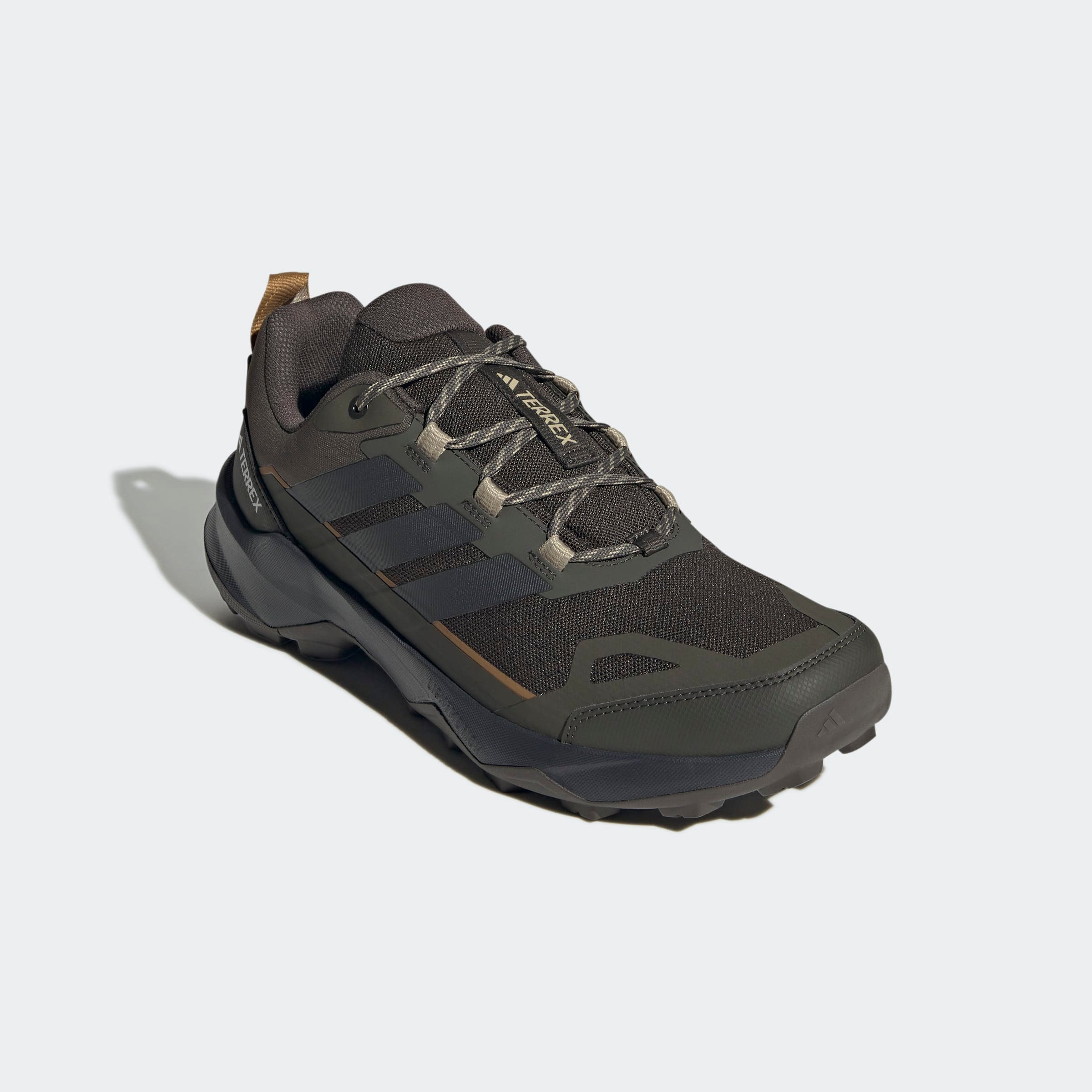 Wanderschuh ADIDAS TERREX "TERREX SKYCHASER AX5", Herren, Gr. 46, shadow olive, carbon, savannah, Synthetik, Textil, Schuhe Wanderschuh