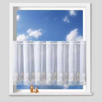 Scheibengardine nach Maß WECKBRODT "Fiorella", weiß (weiß, ecru), B:256cm H:30cm, Obermaterial: 100% Polyester, Gardinen nach Maß, Bistro, Gardine, Store, nach Maß Image