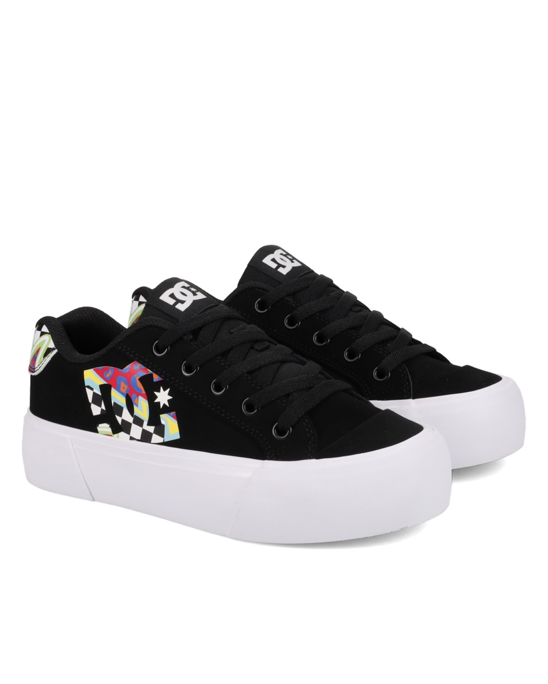 Sneaker DC SHOES "Chelsea Platform", Damen, Gr. 6(37), schwarz (schwarz, multi), Obermaterial:55.1% Leder, 44.9% Synthetikmaterial;, Schuhe Sneaker