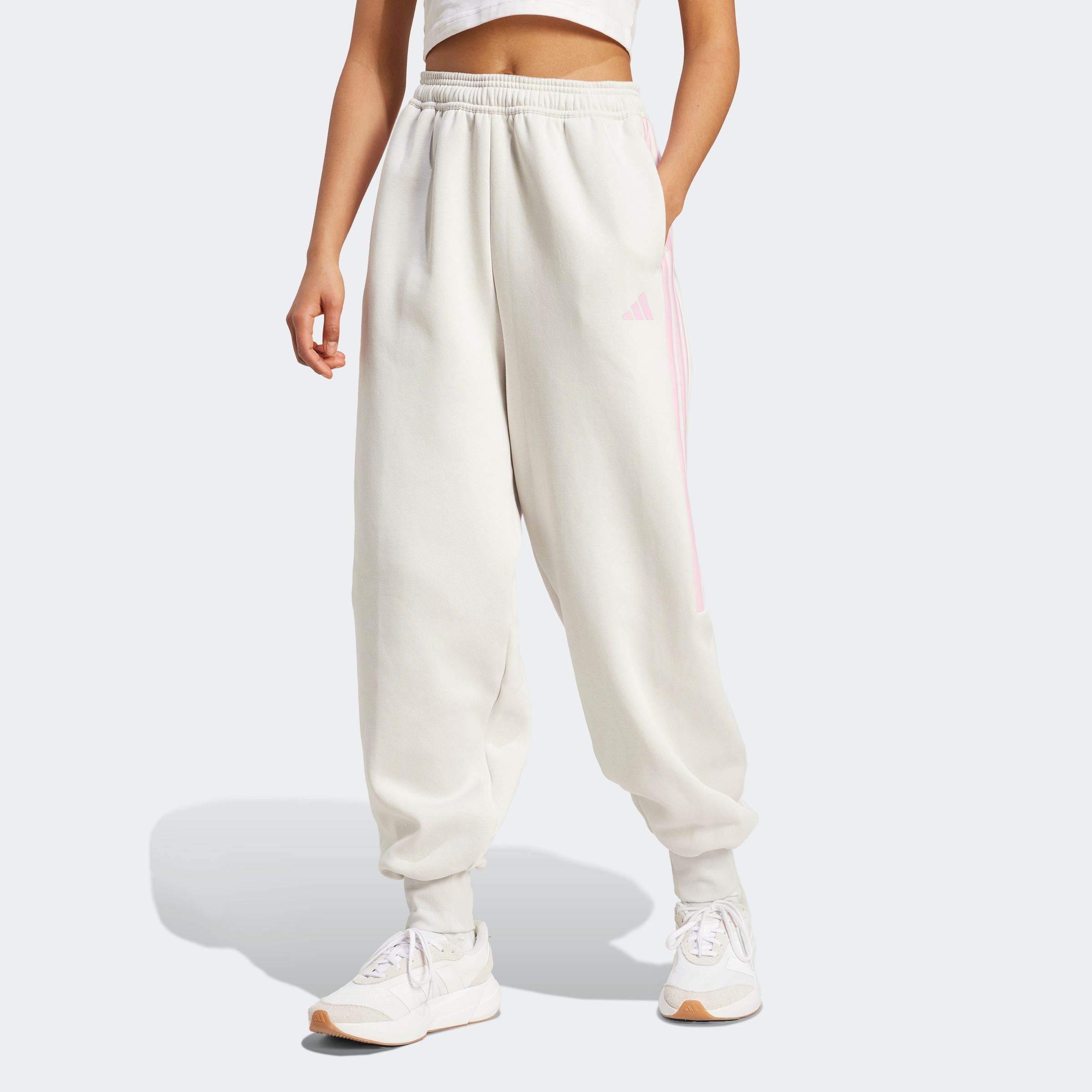 Sporthose ADIDAS SPORTSWEAR "W TIRO FL PT", Damen, Gr. XL, N-Gr, grau one, true pink, Obermaterial: 70% Baumwolle, 30% Polyester, Hosen Sporthose