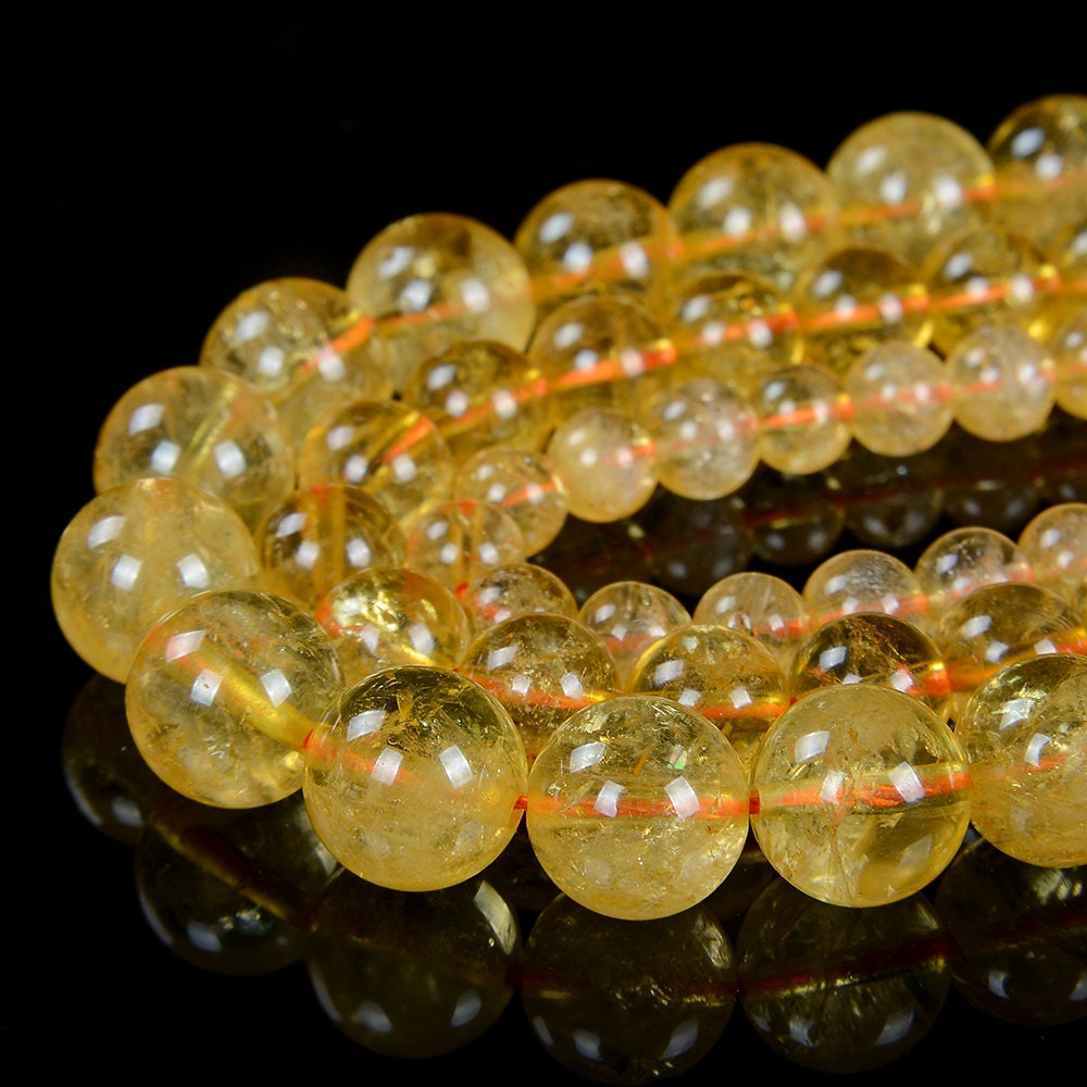 Pierres précieuses citrine de qualité AAA rondes 5 mm 6 mm 7 mm 8 mm 9 mm 10 mm 11 mm 12 mm 13 mm 14 mm Perles en vrac (D12a)