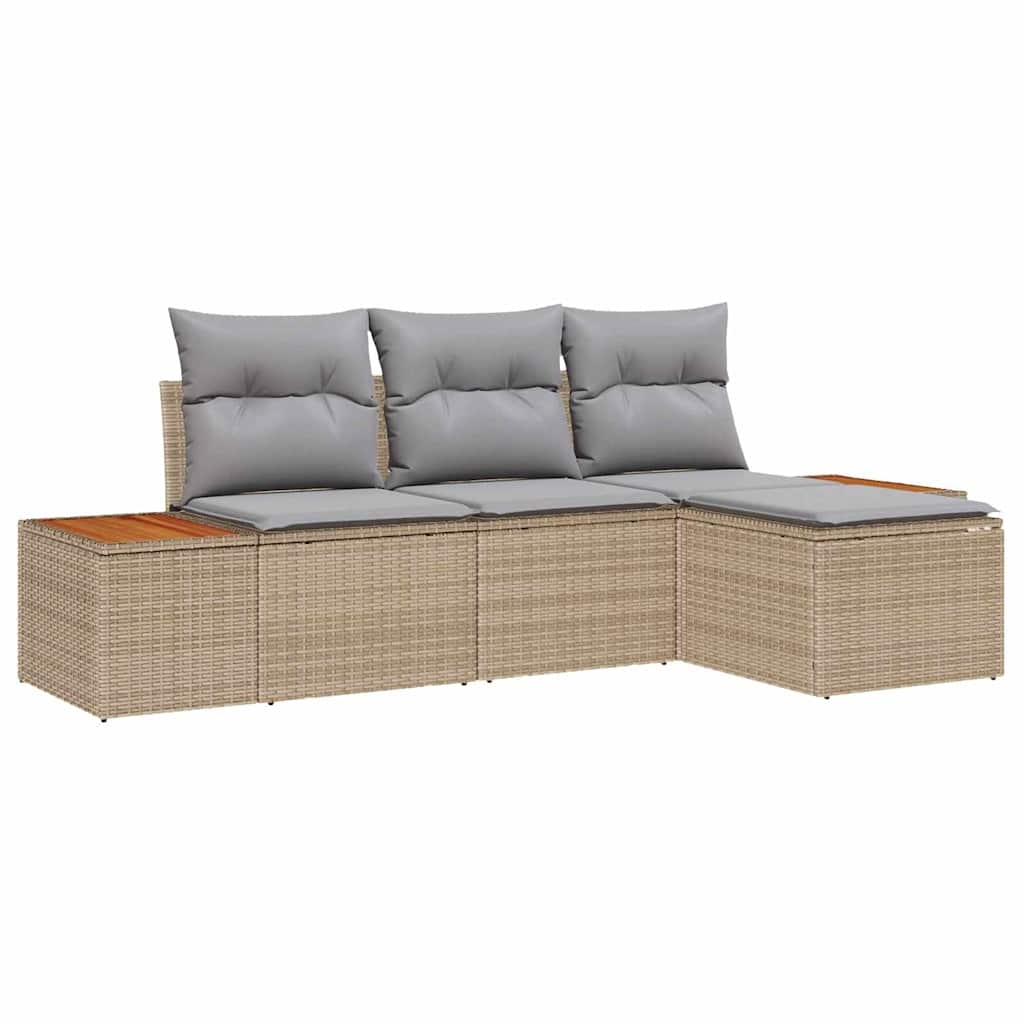 vidaXL Garten-Sofa-Set 4 pcs Beige und Hellgrau 184 x 62 x 85 cm Image