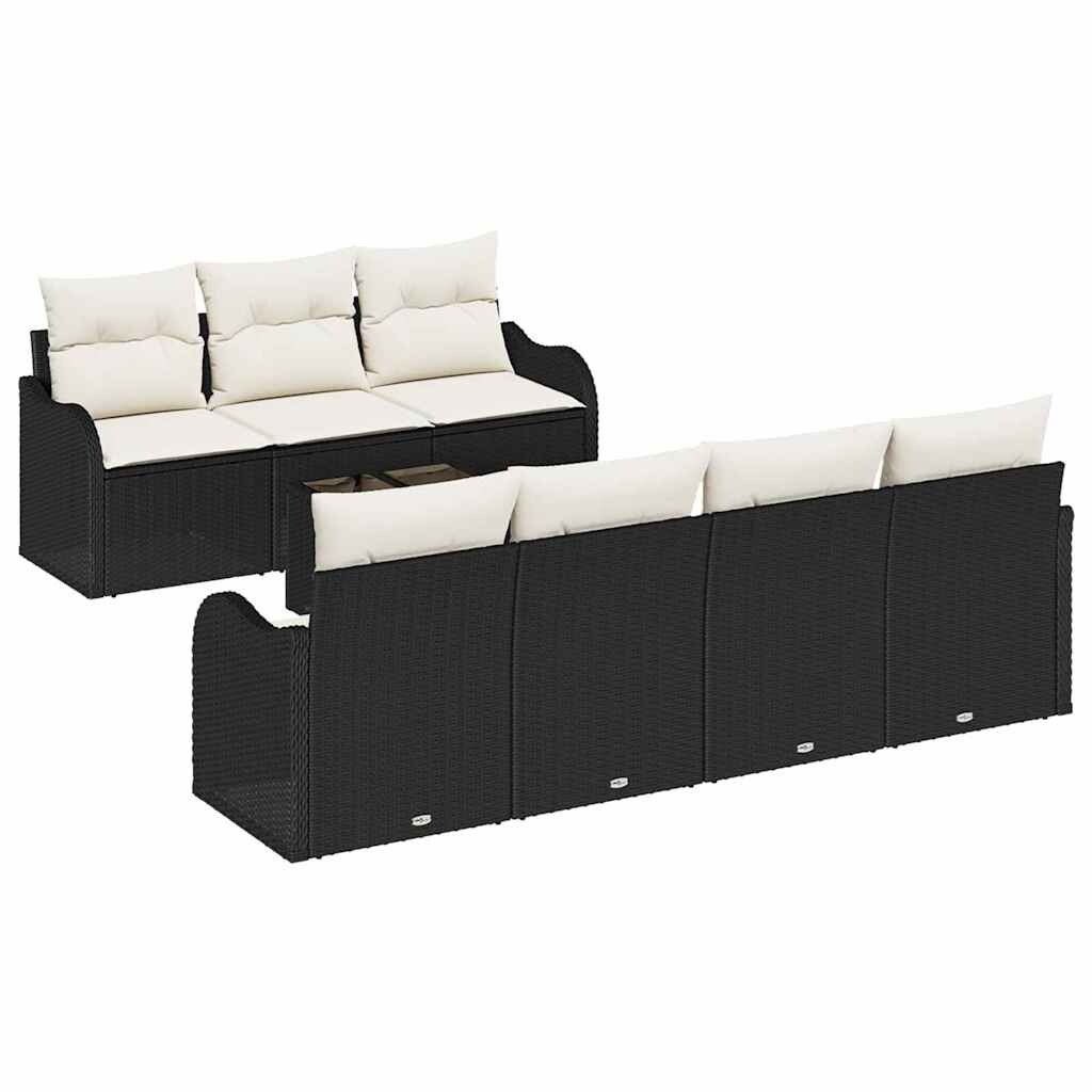 vidaXL Garten-Sofa-Set 8 pcs Schwarz 55 x 55 x 37 cm Poly Rattan Image