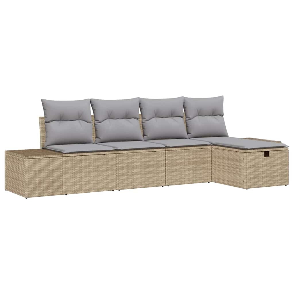 vidaXL Garten-Sofa-Set 5 pcs Beige 55 x 62 x 69 cm Poly Rattan Image