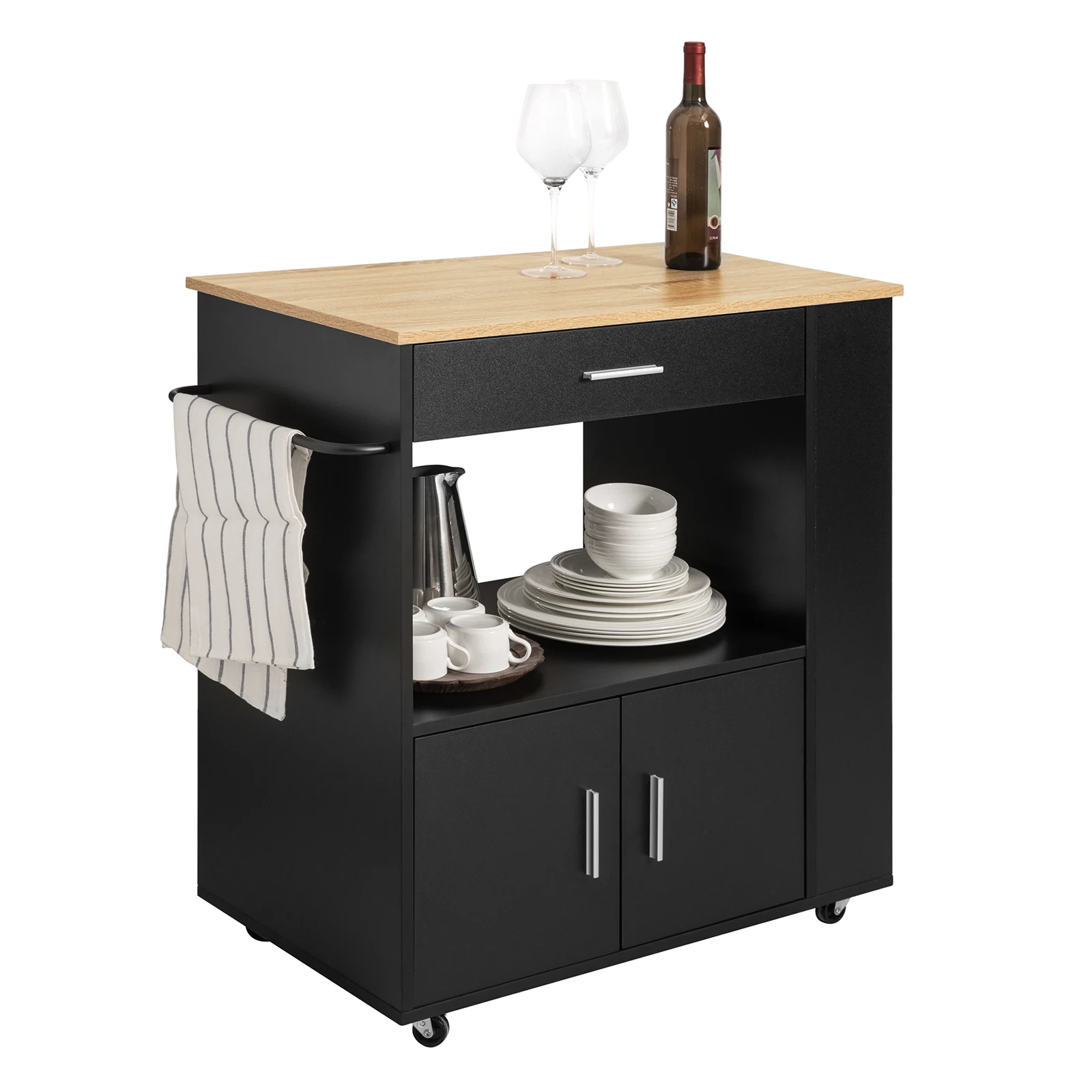 SoBuy FKW113 chariot de service chariot de cuisine îlot de cuisine étroit sur roulettes chariot de garde-robe micro-ondes pour cuisine