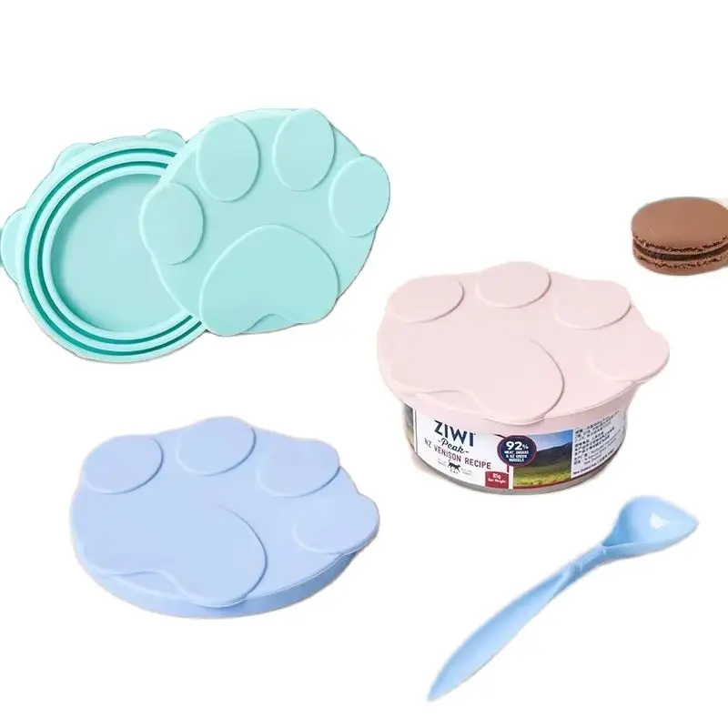 Couvercle en conserve Portable en Silicone pour chien et chat, cuillère à sceller les aliments 2 en 1, couvercle de stockage des aliments pour animaux de compagnie, couvercles de conservation de la
