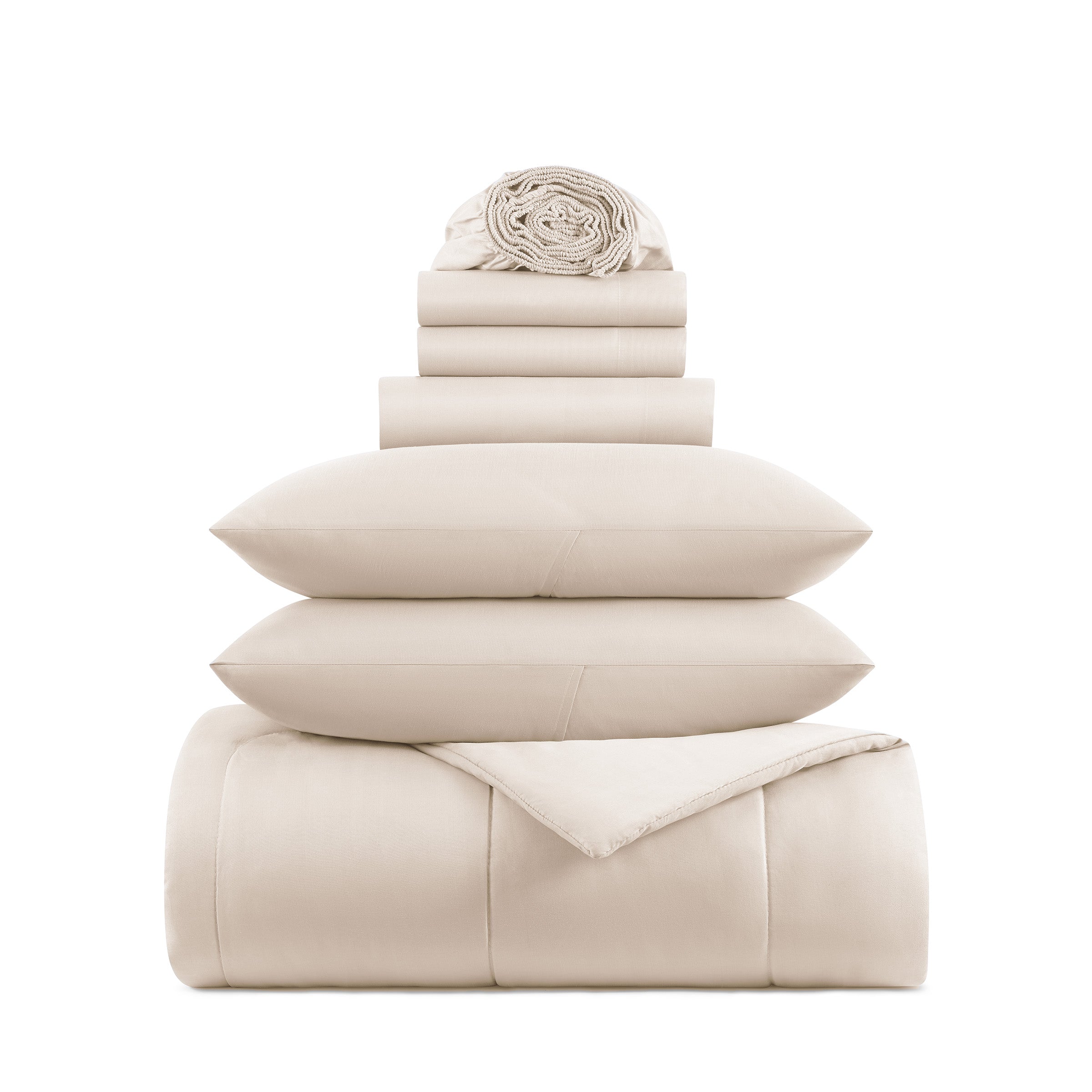 Arkwright Home Family Essentials Bed in Bag 7PC - King - Beige (P-BIAB-KG-BG)