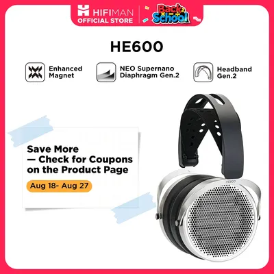 HIFIMAN HE600 Over-Ear-Kopfhörer in voller Größe mit offenem Rücken und verbesserter Magnet Image