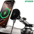 UYUXIO Caricatore per auto Dash Parabrezza Caricatore per auto wireless Forte supporto magnetico per telefono per iPhone 16 15 14 13 12 Series
