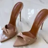 Spitze Sandalen mit dünnen Absätzen, Sommer-PVC-Farbgürtel, faltige Mode-Hausschuhe, Kleid, große wasserdichte Plateau-Damenschuhe