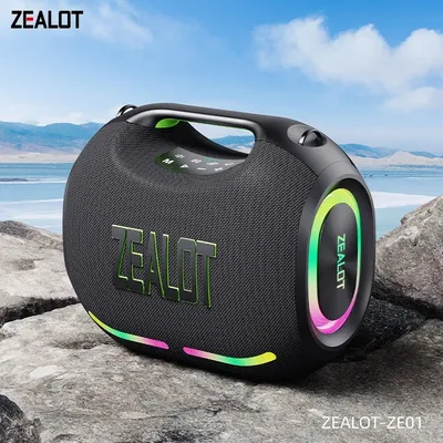 Zealot-ZE01 Tragbarer Bluetooth-Lautsprecher, 120 W, hohe Lautstärke, wasserdicht, 36000 mAh, kabelloser TWS-Subwoofer, unterstützt USB/TF/AUX, RGB-Licht Image