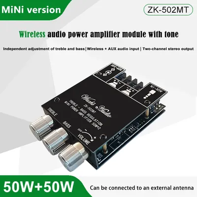 ZK-502MT 2x50W 2.0 Channel Subwoofer Amplifier Board Stereo Audio Speaker Module High Power Bluetooth-Compatible Bass Accessory