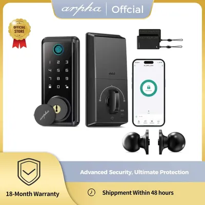 Arpha Smart Lock D601K Keyless Entry Türschloss Riegel mit Griff Set 5-in-1 Smart Keyless Lock mit Fingerabdruck Wasserdicht