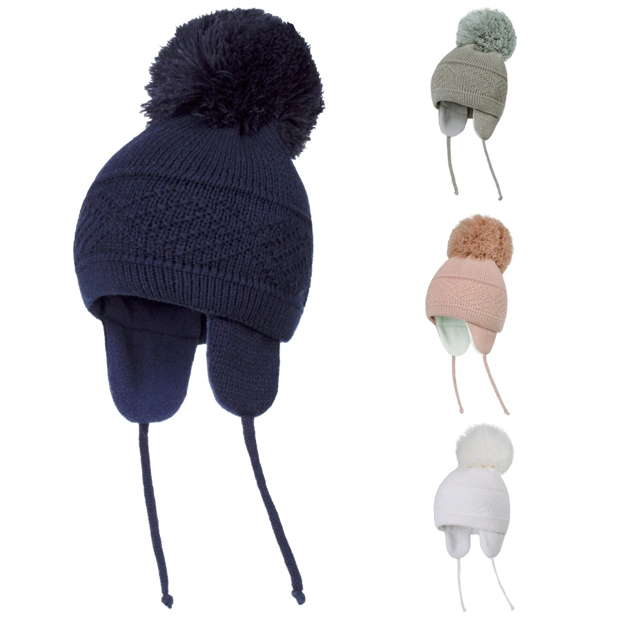 Baby-Wintermütze, mit Fleece gefüttert, mit Ohrenklappen, gestrickte Mütze für Kinder, Kleinkinder, Jungen und Mädchen Image
