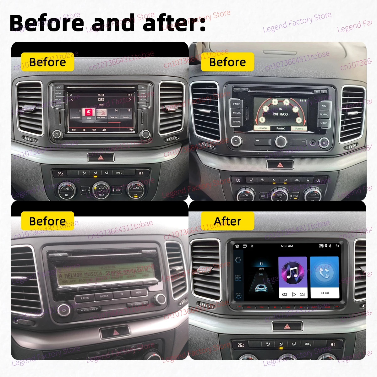 Carplay Android Car Multimedia 2 Din Radio for VW Volkswagen Sharan Seat Alhambra 2 II 2011-2022 Head Unit GPS 9" Screen Stereo