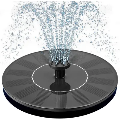 1W 6 Nozzle Solar Bird Bath Fountain Pump Free Standing Solar Powered Water Fountain Pump for Bird Bath Garden Pond Pool Outdoor