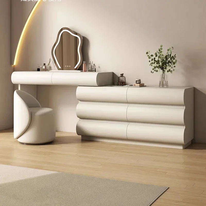 Anpassbarer Behälterstuhl, Spiegel, Schminktisch, luxuriöser nordischer multifunktionaler europäischer Schminktisch