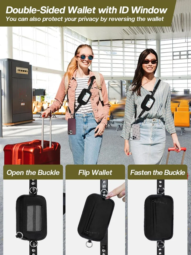 Nylon Phone Strap, Clip and Go Strap for Phone with Wallet Card Clip Adjustable Phone Lanyard Wrist Strap, Crossbody Bag