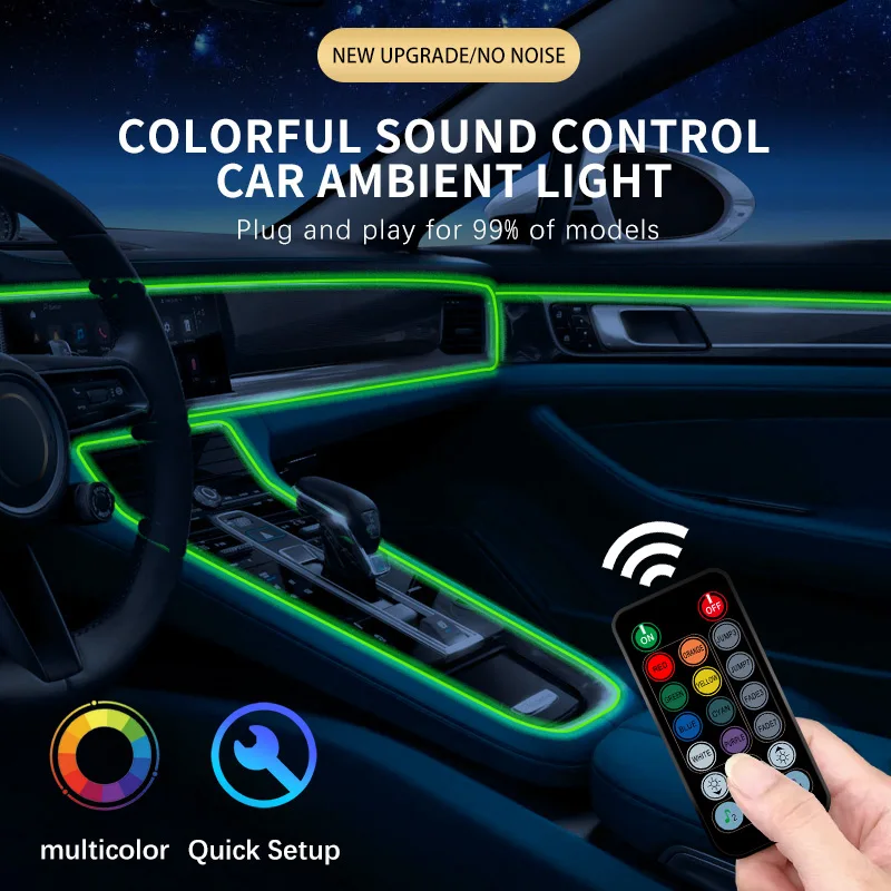 Car Interior Led Decorative Lamp Remote App EL Wiring Neon Strip For Auto DIY Flexible Ambient Light USB Party Atmosphere Diode