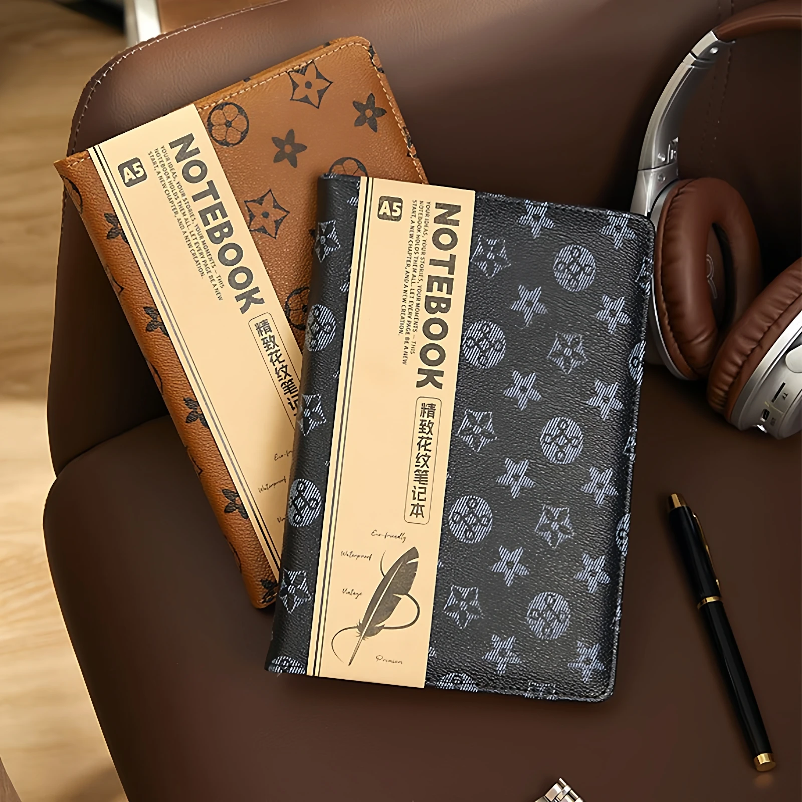 Retro-A5-Notizbuch im A5-Format mit Gitterpunktmuster, verdicktes, einfaches Tagebuch, Skizzenbuch, elegantes Rekordbuch, kompaktes, gepunktetes Planungsjournal Image