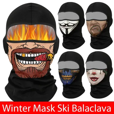 Winter Balaclava Ski Mask Halloween Skull Bandana Headgear Motorcycle Face Cover Windproof Bicycle Cycling Headband Riding Mask