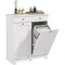 Laundry Hamper Cabinet with 2 Removable Baskets, Tilt Out Laundry Hamper Cabinet with 2 Drawers and 2 Beadboard Doors, Laundry