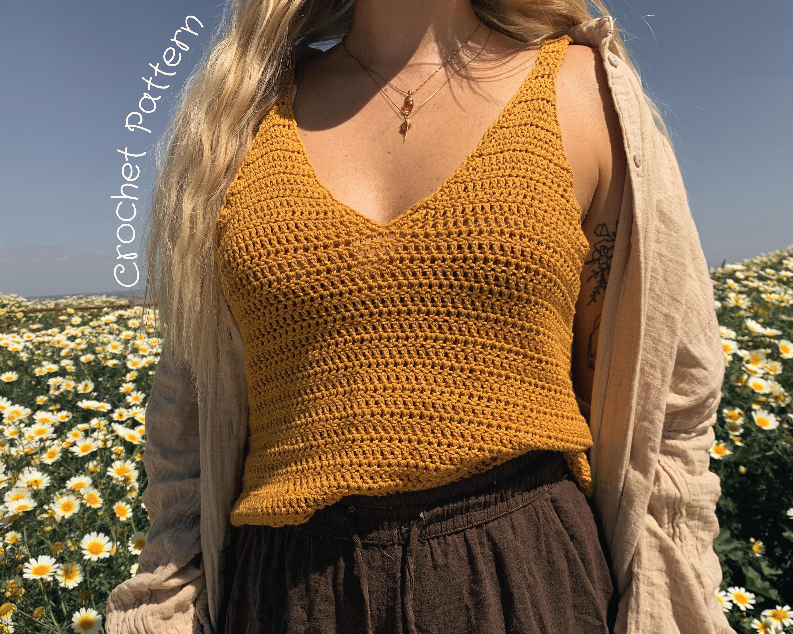 Modello per canotta all'uncinetto, top all'uncinetto, top all'uncinetto con scollo a V, top estivo all'uncinetto, modello per top all'uncinetto facile