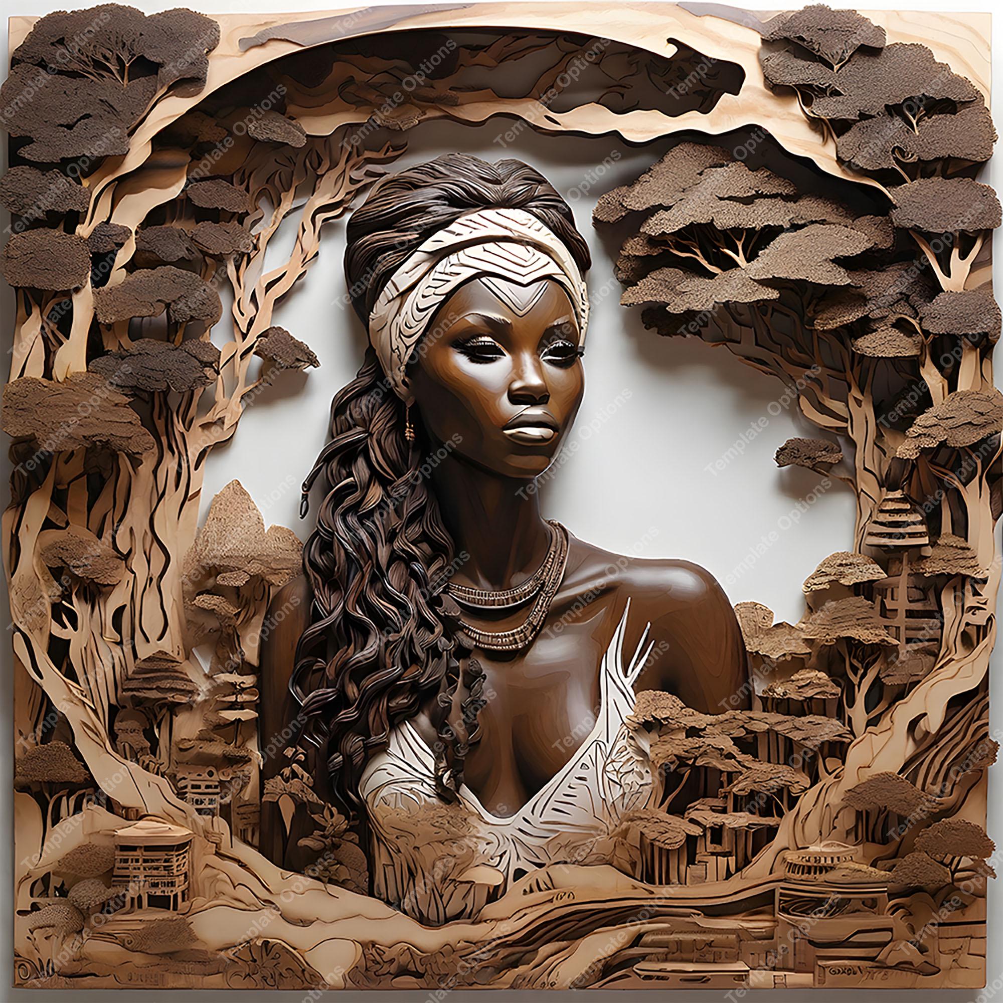 File PNG con illusione laser, file laser con illusione 3D, file con incisione laser, file con incisione laser, targa, xTool, donne nere, donne african