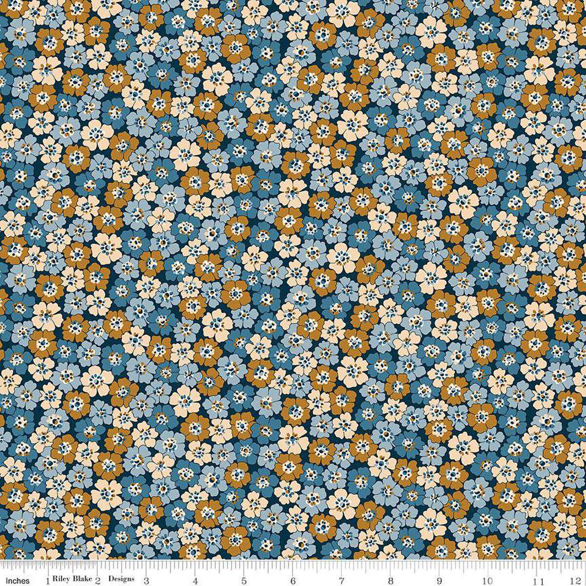 Tessuto di cotone per trapuntatura Liberty Denim Florals Spring Flourish B 01667405B