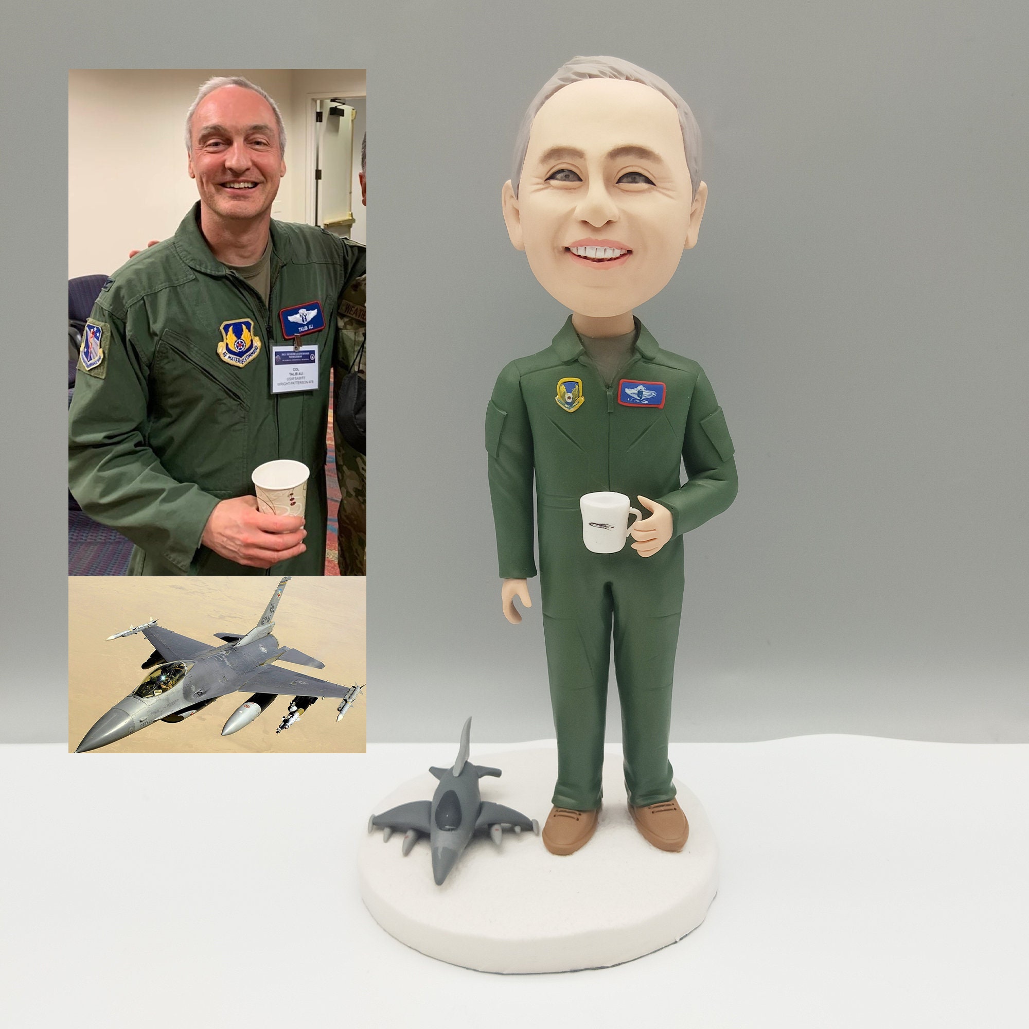Bobblehead personalizzati da pilota, bobblehead personalizzati da soldato, bobblehead personalizzati da pattuglia, piloti personalizzati, bobblehead d