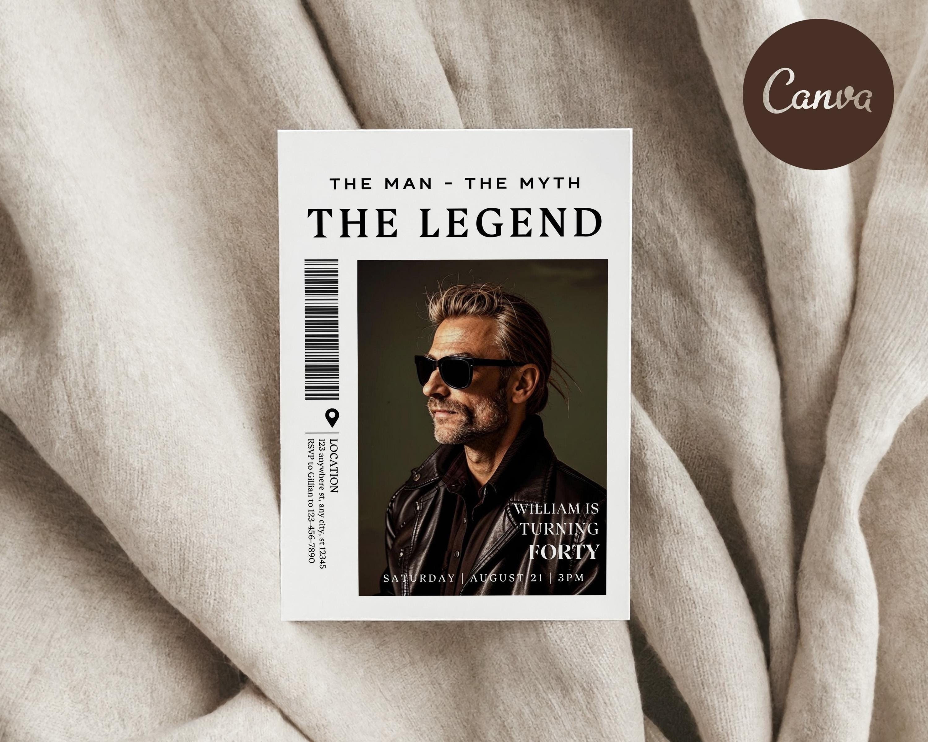 Invito per il 40o compleanno: l'uomo, il mito, la leggenda (modello Canva)