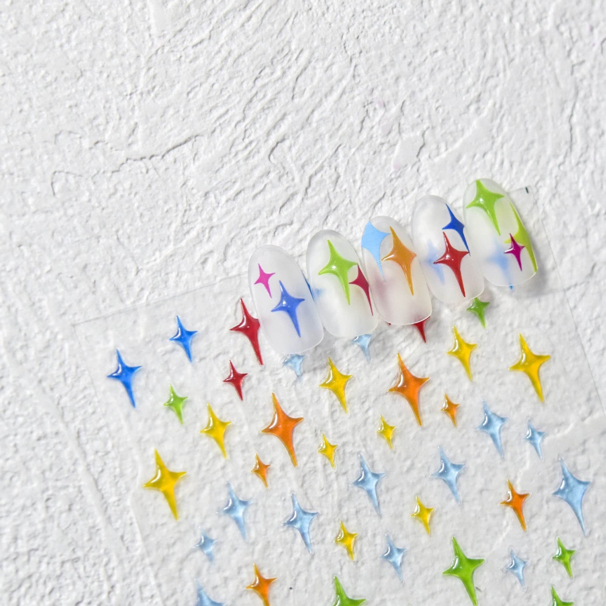Adesivi per unghie a forma di stella effetto gelatina, decalcomanie per unghie a forma di stella, nail art a stelle, decalcomanie per unghie, adesivi