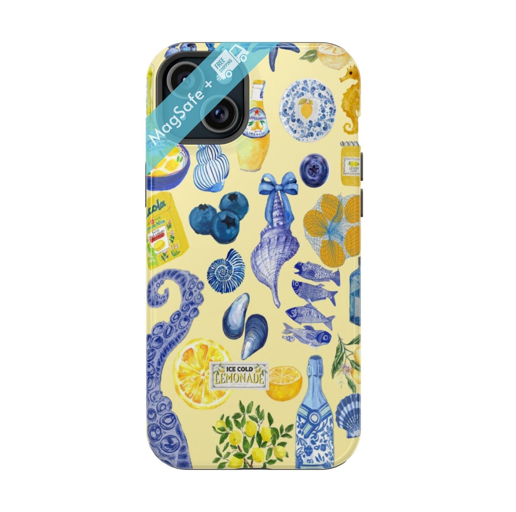 Custodia per telefono Coastal Coquette Collage, custodia per telefono MagSafe, custodia carina Lemon Though Cases Trendy Preppy Aesthetic Cover iPhone
