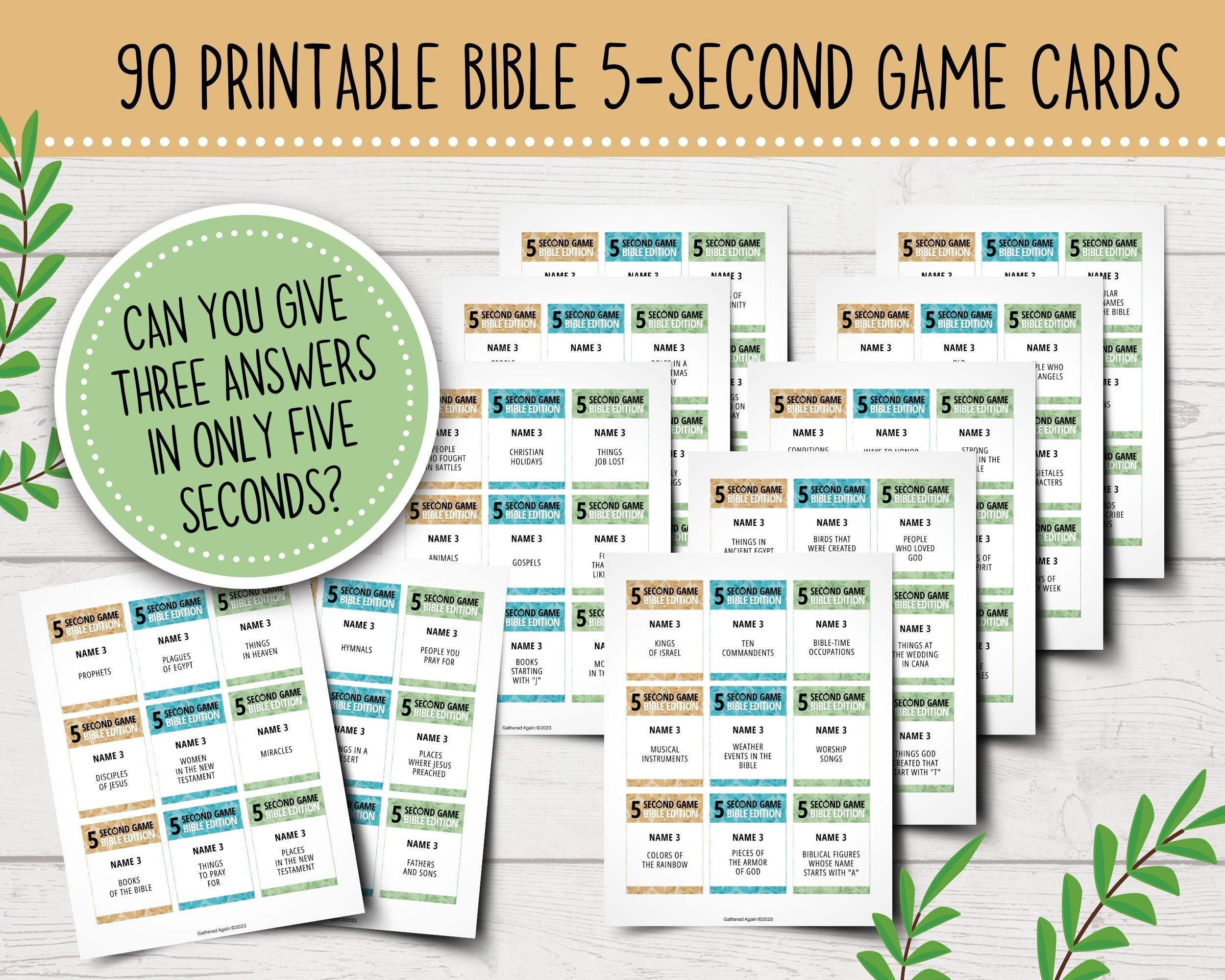 Bibbia cristiana 5 secondo gioco / Edizione della Bibbia 5 secondo gioco / Giochi di società bibliche / Giochi biblici stampabili / Giochi di chiesa /