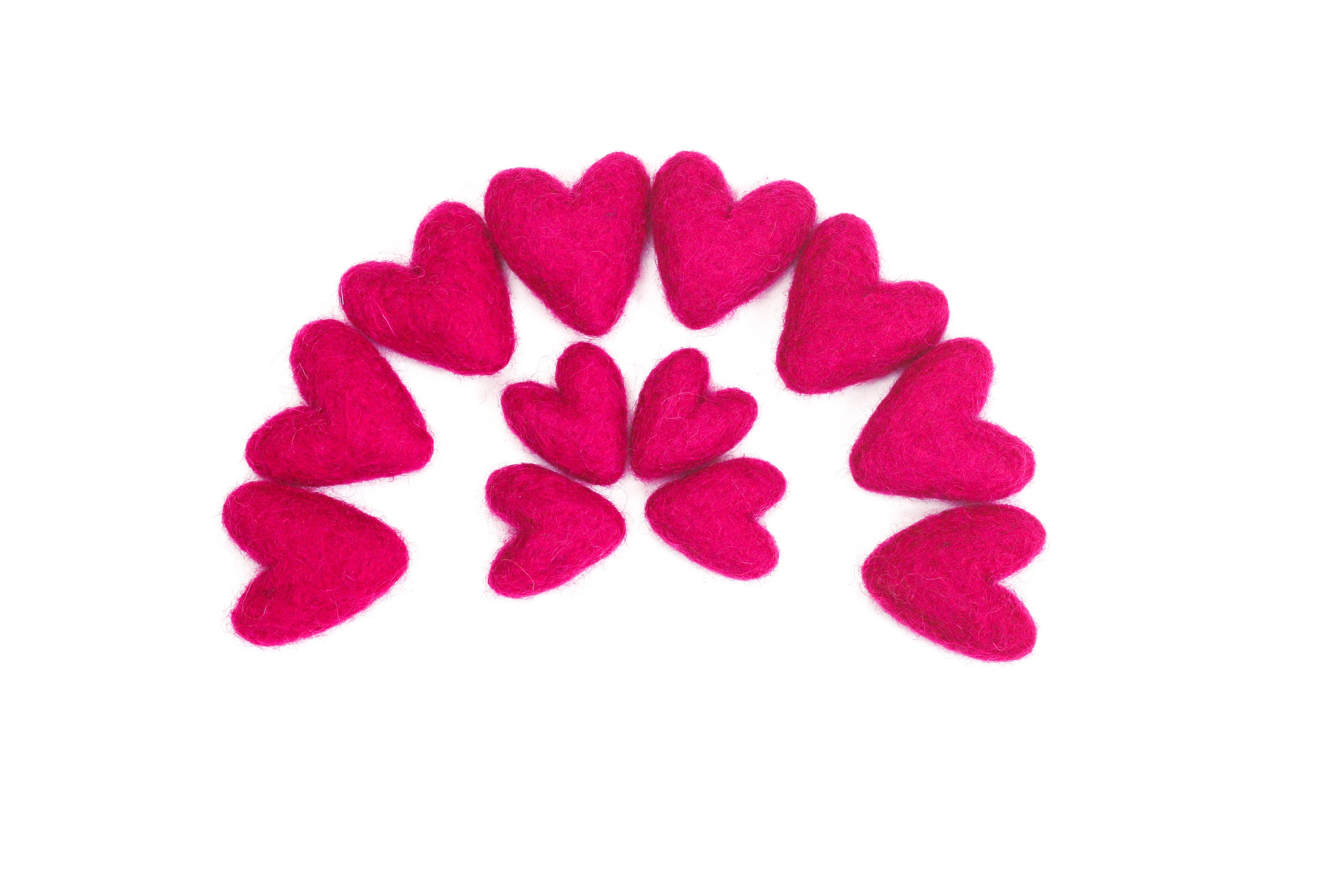 Cuori di feltro lampone / Mini cuori / Mini ghirlanda di cuori / Cuori di San Valentino / Regalo di San Valentino / Decorazioni di San Valentino / Rie