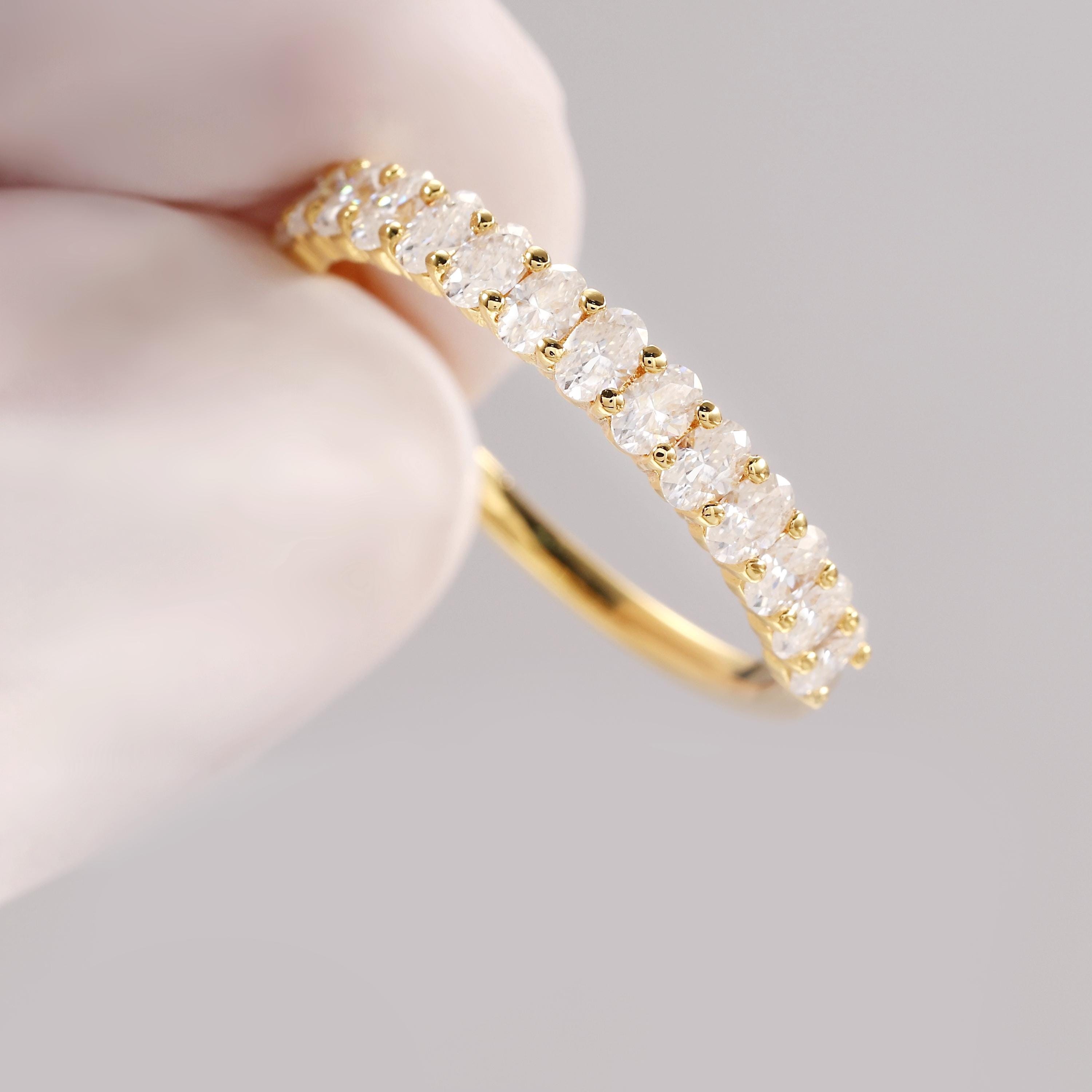 Anello di nozze in oro, anello di nozze, anello di promessa, anello importante, anello da donna, anello con moissanite, anello in oro con diamanti, re