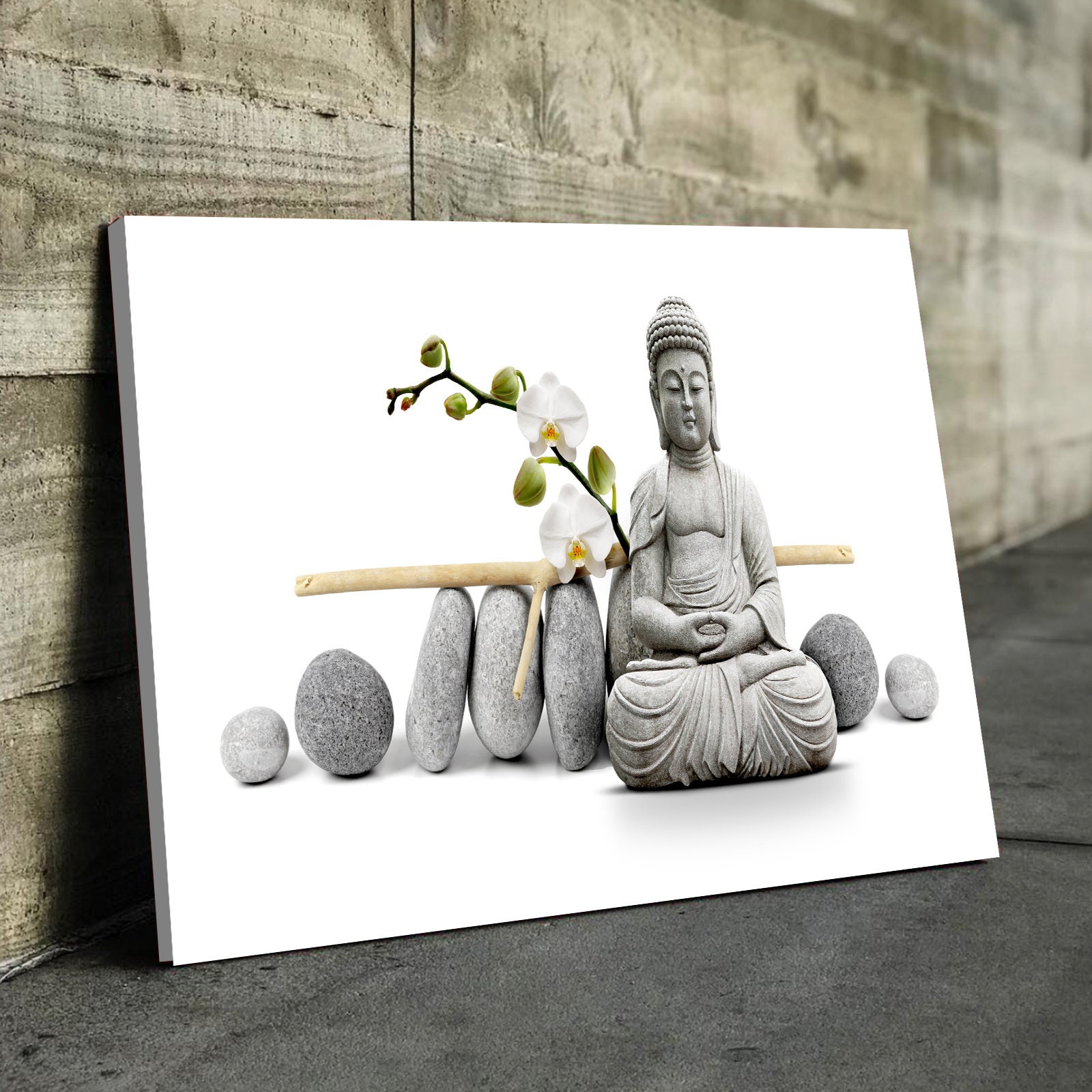 Buddha Monaco Zen Pietre Arte da Parete per Bagno / Decorazioni da Parete per Bagno / Stampe su Tela per Bagno / Arte da Parete su Tela