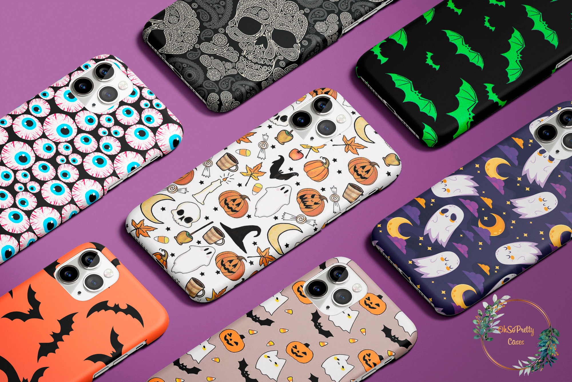 Custodia di Halloween per Google Pixel 9 Pro, 8, 7, 6, Pixel 3a XL, OnePlus Nord 7t, Google Pixel 3a XL, Google Pixel 3a, Pixel 2, OnePlus 6 hw6-