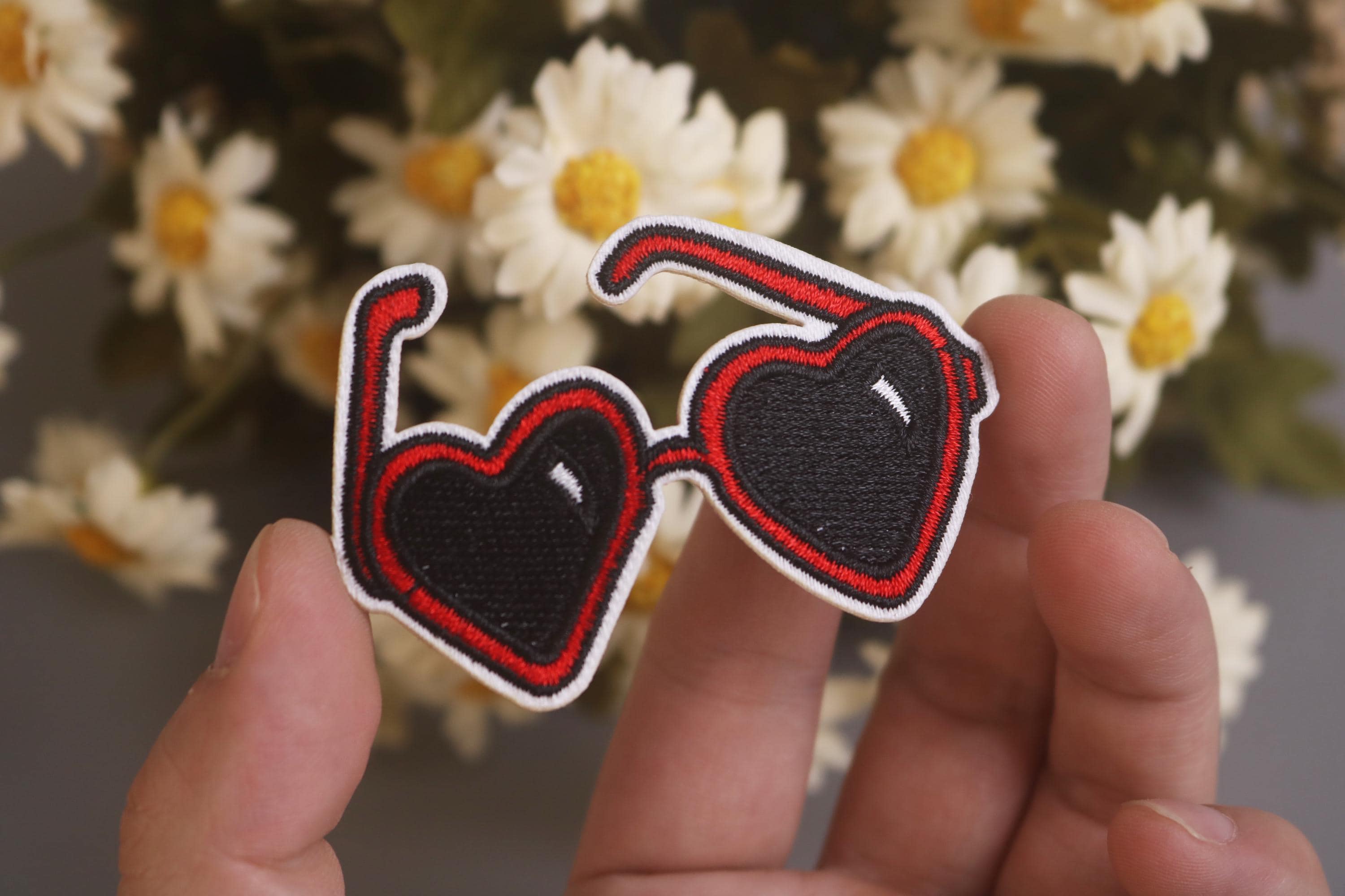 toppa per occhiali da sole a forma di cuore, toppa da stirare, toppa ricamata, toppa divertente, toppa estetica, toppa meravigliosa, applique